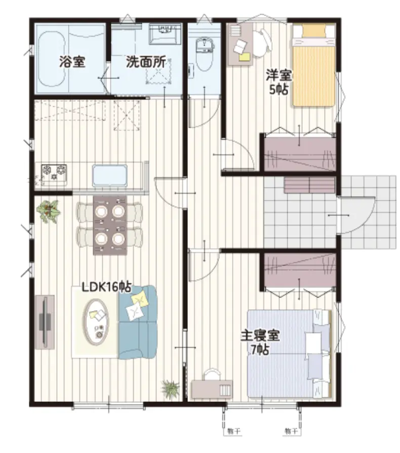 アイダ設計999万円の家平屋｜2LDK　間取り